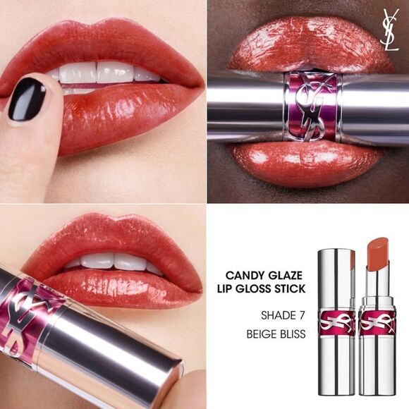 Yves Saint Laurent 7 Beige Bliss Rouge Volupté Candy Glaze Lip Gloss Stick - Picture 4 of 6